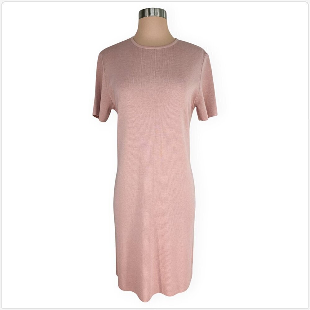 Gispa Italy Dusty Pink Short Sleeves Wool Blend Sweater Knit Dress M